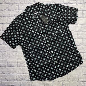 Original Use Button Down, Casual Geometric Short Sleeve Top